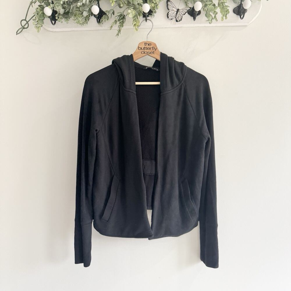 Athleta Clarity Cinch Cardigan Women's Black Hooded Small Soft j9020
